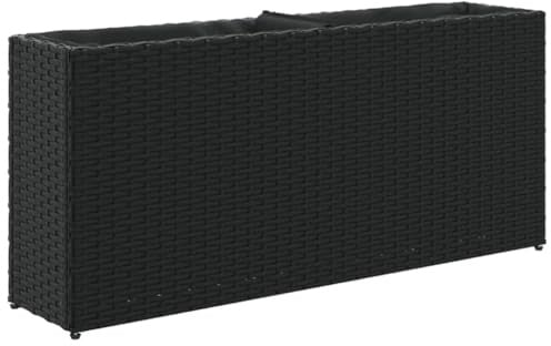 Generico Fioriera da Giardino con 2 Vasi Nera 90x20x40 cm in Polyrattan