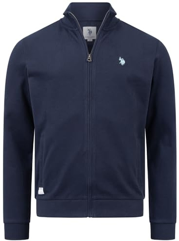 U.S. POLO ASSN. Herren Sweatjacke (S-XXL) 100% Baumwolle, Stehkragen, Langarm P028 - Navy Royal Größe M - Gr.M