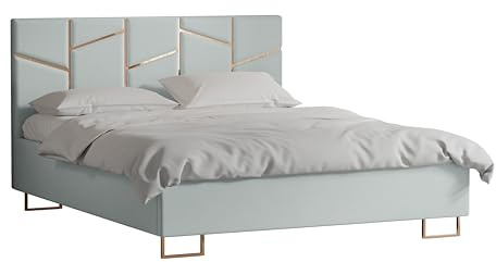 4ALL HOME Polsterbett Arctis 120/140/160/180/200x200 cm mit Bettkasten und Lattenrost – Designerbett – Komfortbett mit Stauraum – Mettalrahmen mit Gasdruckfedern (Royal 50 Hellgrau, 140x200 cm)