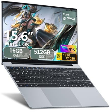 PC Portatile 15.6 Notebook Win11 Core i5-7Y54 Processore Office 365, 16 GB RAM SSD 512 GB, Laptop FHD IPS Tastiera Numerica Retroilluminata, Computer Portatile Mini-HDMI USB 3.0 WiFi 5 BT 4.2