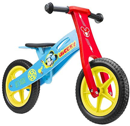 Disney 9908 Wooden Balance Bike Mickey 12 Laufrad, Mehrfarbig, M