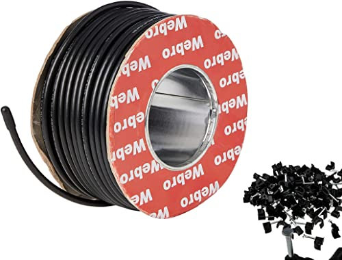 Webro‿WF100 Câble coaxial et Clips Noir 50 m, WF100