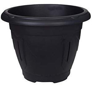 Whitefurze Sets of 2 43cm Black Venetian Round Plant Pots Planters