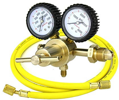 SÜA - Régulateur de gaz azote 0-600 PSIG - Purge HVAC - Charge de pression - Connecteur évasé 1/4 - Avec tuyau de charge de 60