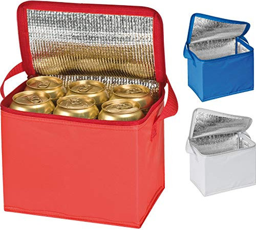 ohne Markenname Kühltasche 3er Pack, 3 Liter, Blau, Rot, Weiß, Polyurethan (PU), Polyurethanschaumstoff-Isolation, Trageschlaufe, Spülmaschinenfest, für 6 Dosen zu jeweils 0,5 Liter, Picknick