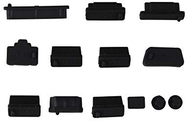 Futheda 13Pcs/ 1 Set Universal Laptop Notebook Silicone Anti Dust Plug Ports Cover Cap Protective Stopper Compatible with USB Computer Accessories Black