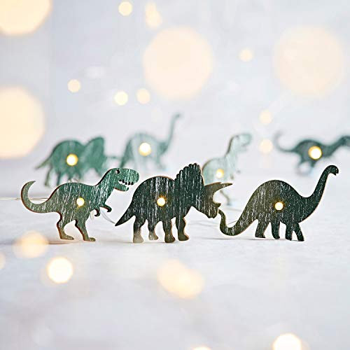 Lights4fun 20er Micro LED Dinosaurier Kinderzimmer Lichterkette mit Timer Funktion batteriebetrieben