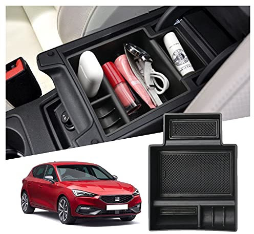 Ruiya Kompatibel mit 2013-2019 Seat Leon 5F MK3 Cupra Mittelkonsole Aufbewahrungsbox, Armlehne Organizer Tray Mittelarmlehne Handschuhfach Mittelkonsole Organizer Ablagefach Leon Zubehör