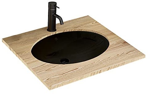 Rea Lavabo empotrable Nel Black Lavabo de baño 475 x 390 x 200 mm Cerámica (Negro)