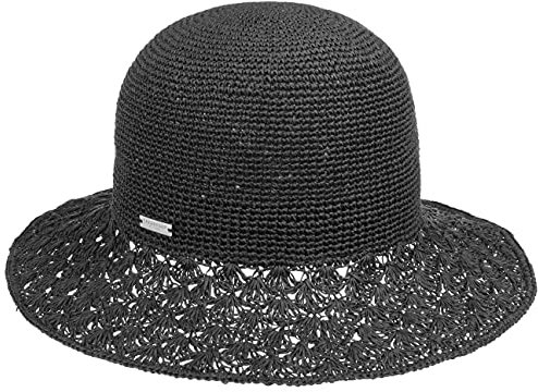 Seeberger Alexia Crochet Strohhut Damenhut Sommerhut Sonnenhut (One Size - schwarz)