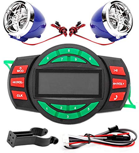 Yosoo Lecteur MP3 de moto, haut-parleur de radio FM, haut-parleur de chargement de téléphone, radio de moto haut-parleurs de moto