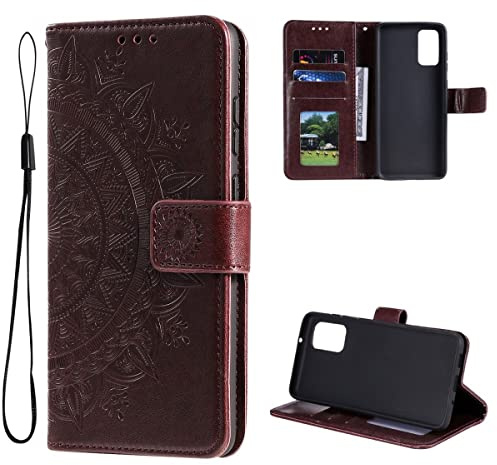 CoverKingz Schutzhülle kompatibel mit Samsung Galaxy A13 5G/Galaxy A04s - Handycover mit Kartenfach Schutztasche Wallet - Flip Case klappbar Motiv Mandala Braun