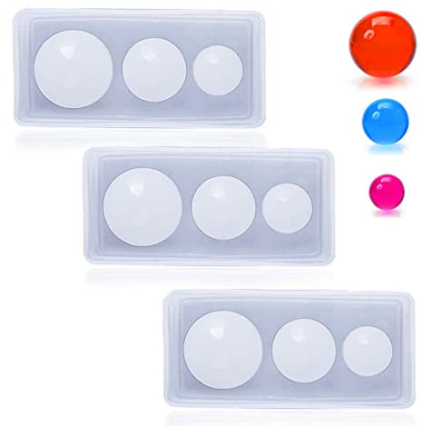 3 stampi in silicone a forma di sfera piccola, TuNan Ball in resina epossidica, per collane, ciondoli, orecchini, gioielli fai da te
