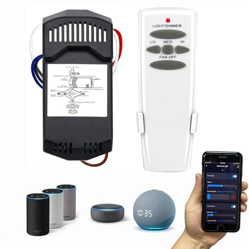 Kit telecomando universale Smart WiFi per ventilatore da soffitto, compatibile con Alexa, Google Assistant e Smart Life, nessun hub richiesto R28 HD5 WiFi kit DIMMER