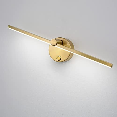 HKLY LED Wandleuchte Dimmbar mit Touch Schalter, Moderne Badezimmer Wandlampe 300 ° Drehbar Bad Spiegelleuchte 4000K Schlafzimmer Bettlampe Wohnzimmer Flur Hotel Wandbeleuchtung (Gold)