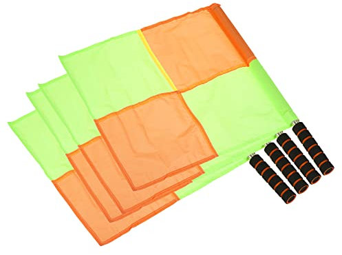 PATIKIL Referee Flag, 4 Pack Stainless Steel Pole Sponge Handle for Football Soccer Track and Field Sports Linesman Command Hand Signal, Checkered with Border