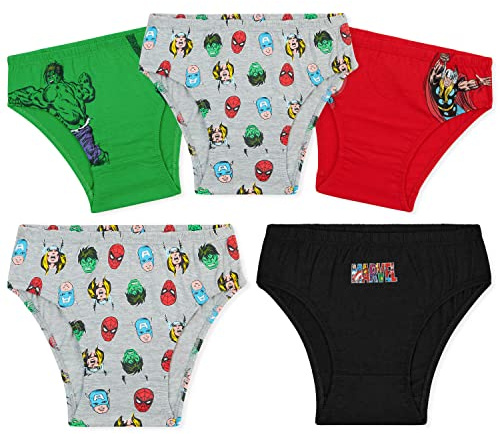 Marvel Spiderman Boys Pants Multipack of 5 Soft Breathable Toddlers Kids Underwear Assorted Captain America Hulk Avengers