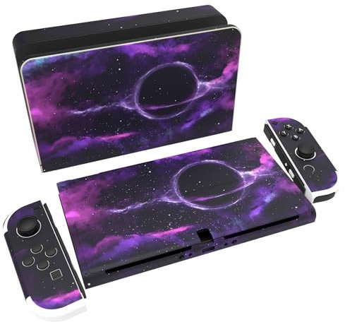 PlayVital Skin Sticker für Nintendo Switch OLED,Aufkleber Sticker Decal Folie Abziehbild Skin Faceplates Klebefolie für Switch OLED Konsole&Joy Con&Dock&Grip(Violetter tiefer Raum)