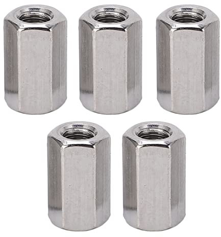 Kupplungsmuttern, sechseckig, metrisch, M10 x 1,5 mm, 30 mm lang, Edelstahl 304, Vollgewinde, 5 Stück