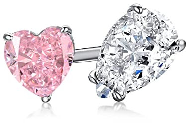 GemKing DY120187-S-W-BF Sparkling Diamond Adjustable Eternity Ring Rhodium Plated Pear Heart Shape 8A Zirconia Wedding Rings for Women
