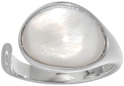 NicoWerk Ring Silber 925 Damen mit Mondstein - Verstellbarer Silberring Damen 925 Silber, breiter Ring mit Stein, Schmuck für Frauen - SRI976