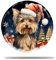 Keramik Weihnachts Ornamente, 7.3Cm Yorkshire Terrier Hund 3D Weihnachtsbaumschmuck Hängend Weihnachtsdeko Weihnachtsdekoration