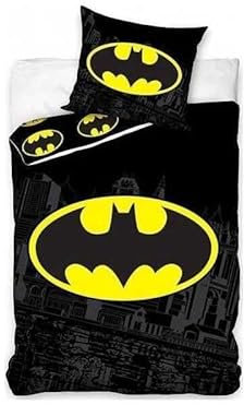 Bettwäsche Batman – 1 Bettbezug + 1 Kissenbezug, 100 % Baumwolle (140 x 200 cm, Bettwäsche Batman – A)
