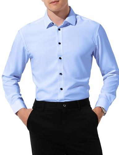 Casey Kevin Chemises pour Hommes Habillées Business Formelle Chemise Boutonnées Manches Longues Casual Regular Fit