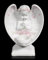 Figuren Shop GmbH Engel Bub Teelichthalter mit Herzen & Rosen – 17,5cm Kunststein Putte, Handbemalt mit Peace Hope Dream Faith Love Schriftzügen