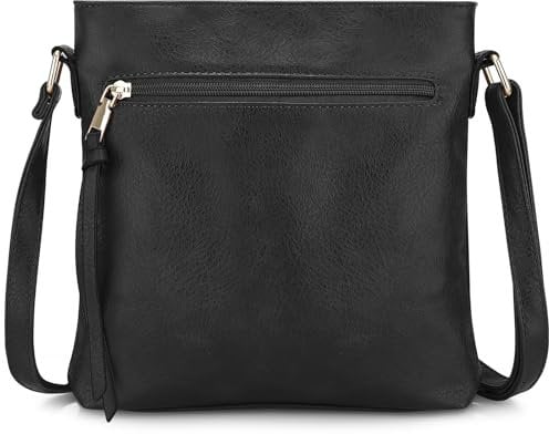DOB SECHS dobsechs Handtasche Damen Kleine Umhängetasche aus PU Leder Schultertasche für Frauen Schwarz Crossbody Bag mit verstellbarem Schultergurt
