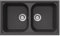 SCHOCK | Fregadero de cocina Lithos N200 2 senos, material Cristalite®, negro absoluto, 860 x 500 mm