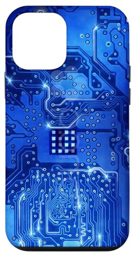 Carcasa para iPhone 12 mini Patrón de placa de circuito de placa base de computadora azul