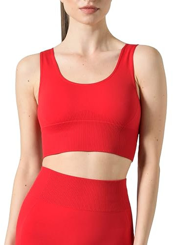 Risalti Damen-Top, elegant, gerippt, Ilena – Sport-BH für Damen, Fitness, aus Mikrofaser, bügelloser BH, nahtlos – Made in Italy, rot, L/XL