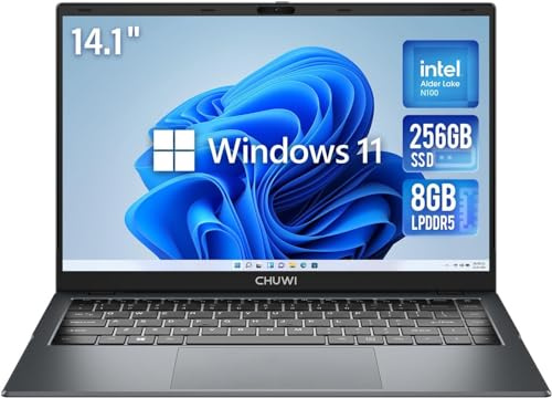 HYJYWYBD 14,1 pollici, Intel 12a generazione N100,256GB SSD 8GB LPDDR5, Windows 11,1920X1080 FHD Display,WiFi 6,BT5.2,HDMI,Tipo C,5000mAh,1TB SSD Espandi laptop