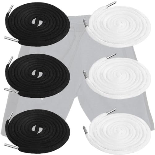 OQKAHIV Lot de 6 Cordons de Serrage universels (noir/blanc) adaptés aux Pantalons de Sport, Sweats à Capuche, Vestes, Chaussures, pantalons, shorts, manteaux, les cordes usées en toute simplicité!