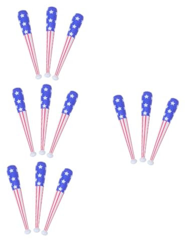 VICASKY 12piezas Bates De Béisbol Inflables Diseño De Bandera Americana Juguetes Para Fiestas Decoraciones y Accesorios De Cumpleaños Inflables Reutilizables Para Celebraciones y