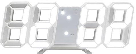 CECOMBINE 3D Digital Wall Clock - 9.7 Large Display Led Alarm Clock, USB Electrify Bedroom Clock,Minimalist White Frame Gaming Clocks with Temperature and Date, Adjust Brightness Desk Clocks