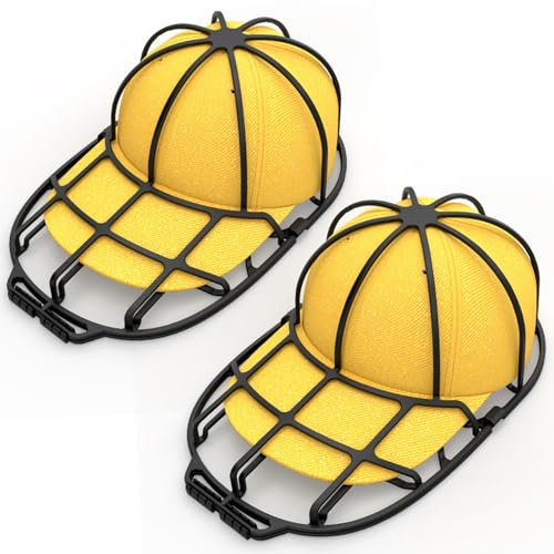 2 Stück Cap Washer,Waschschutz für KappenCap,Waschmaschinen Form für Baseballmützen,Baseballkappen-Wasche,Cap Washer für Baseballmützen,Hutwaschrahmen für Erwachsene/Kinder, Schutzgitter, schwarz