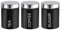 SKYANGEL Tea, Coffee and Sugar Canister Set, 3 Pieces, Black and Chrome L14cm x H11cm air canister Broad Phrase dog biscuit storage containers Exact satco coffee, sugar jars tea with lids jar set...