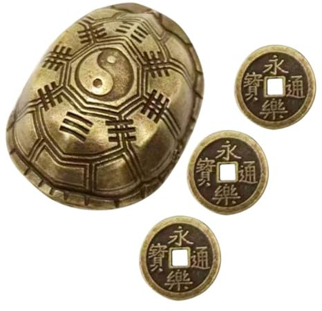 VICASKY Schreibtischornamente Schildkrötenpanzer aus Messing Handliches Vintage Dekor im Chinesischen Stil Künstlerische Schreibtischdekoration als Dekoratives Sammlerstück
