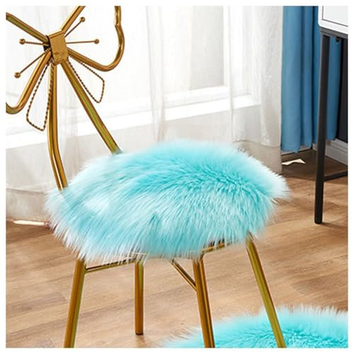 SPeesy Schaffell Lammfell Imitat, Fell Rund, Fellteppich Rund, Kunstfell Teppich - Fell Sitzkissen Stuhlkissen Rund, Fell für Stühle, Kunstfell Stuhlauflage(#10,40cm/16in)