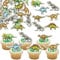 Ephlyn 48Pcs Edible Dinosaur Cupcake Toppers Wafer Paper Roar Dinosaur Cupcake Picks Dino Cake Decorations for Kids Boys Dinosaur Theme Birthday Baby Shower Party Decorations