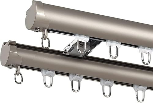 Riel de cortina de aluminio de doble riel unido resistente para cortinas opacas, kit completo incluido para dormitorio, sala de estar, cocina, montado en la pared, 240 cm