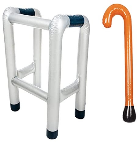MOLUCKFU 2pcs Inflatable Zimmer Frame and Walking Stick Frame Blow up for Inflatable Walking Party Accessory Blow up Prop