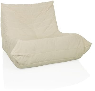hjh LIVING Sitzsack Bodensofa mit Rückenlehne SITZOLO Bequemer Bodenstuhl Sessel für Schlafzimmer Wohnzimmer, Cord-Stoff Beige