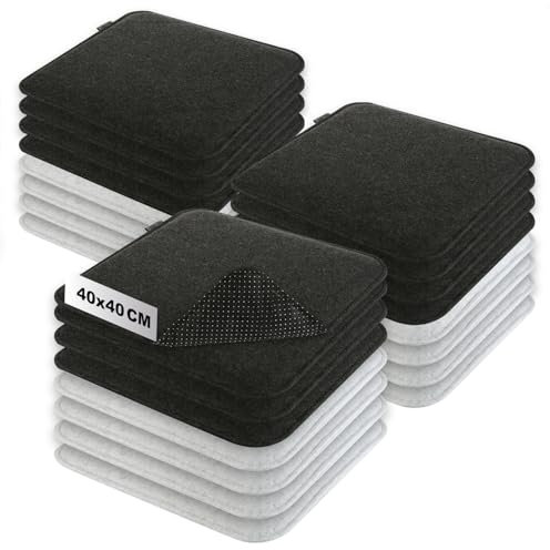 com-four® 24x Sitzkissen aus Filz 40 x 40 - gepolstertes Stuhlkissen - eckige Sitzpolsterauflage für Esszimmer, Garten, Balkon - rutschfeste Unterseite mit Anti-Slip