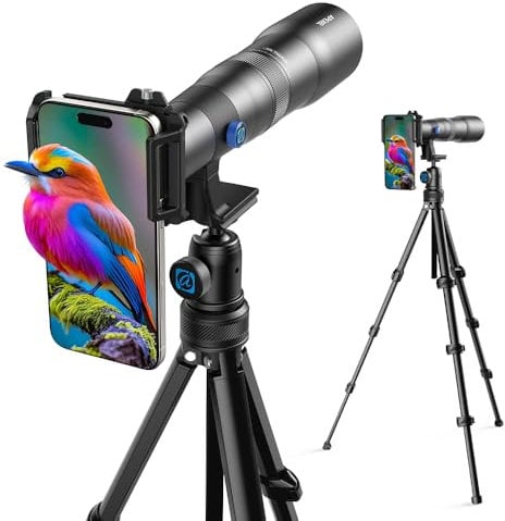 Apexel 50X Super Téléobjectif, Focale de 720mm, Capture Professionnelle et Artistique pour la Faune, Le Sport, Les Concerts