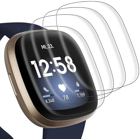 4 Stück Displayfolie Kompatibel für Fitbit Versa 4 Schutzfolie, Hoch Definition Folie für Fitbit Versa 4 Schutz Anti-Bläschen, Anti Kratzer Kompatibel für Fitbit Versa 3/4/Fitbit Sense Displayschutz