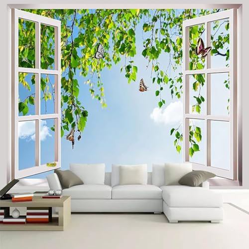 Fensteransicht Fototapete 3D Wandbild Tapete Tapeten Home Decor Papel Bodenbelag 3D Tapete Kleister Wohnzimmer Die Wand Für Schlafzimmer Wandbild- -16319228395