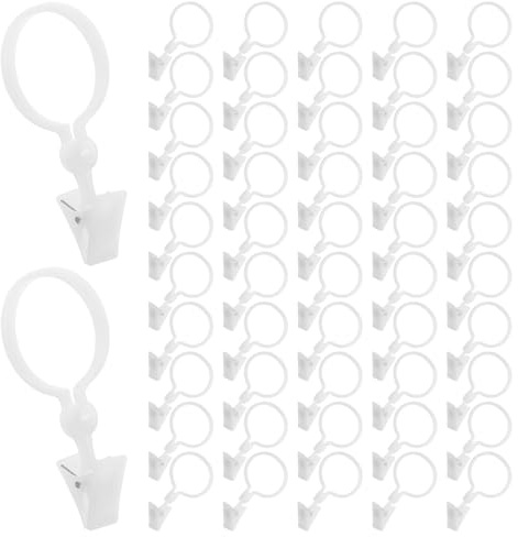 Healifty 100piezas Anillas Cortina Blancas con Pinzas Ganchos para Visillos y Cortinas Diseño Abierto para Fácil Materiales Duraderos Bordes Lisos para Protección para Baño Salón y Ventanas